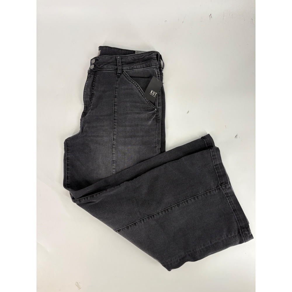 KUT from the Kloth Meg Fab Ab Wide Leg High Rise Grey Jeans Size 14 KG2420MA1